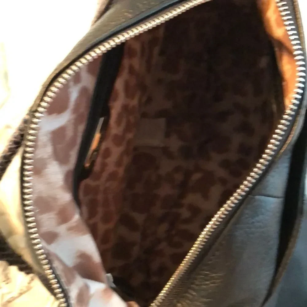 NWT B Makowsky Black Leather Hobo with Snake strap